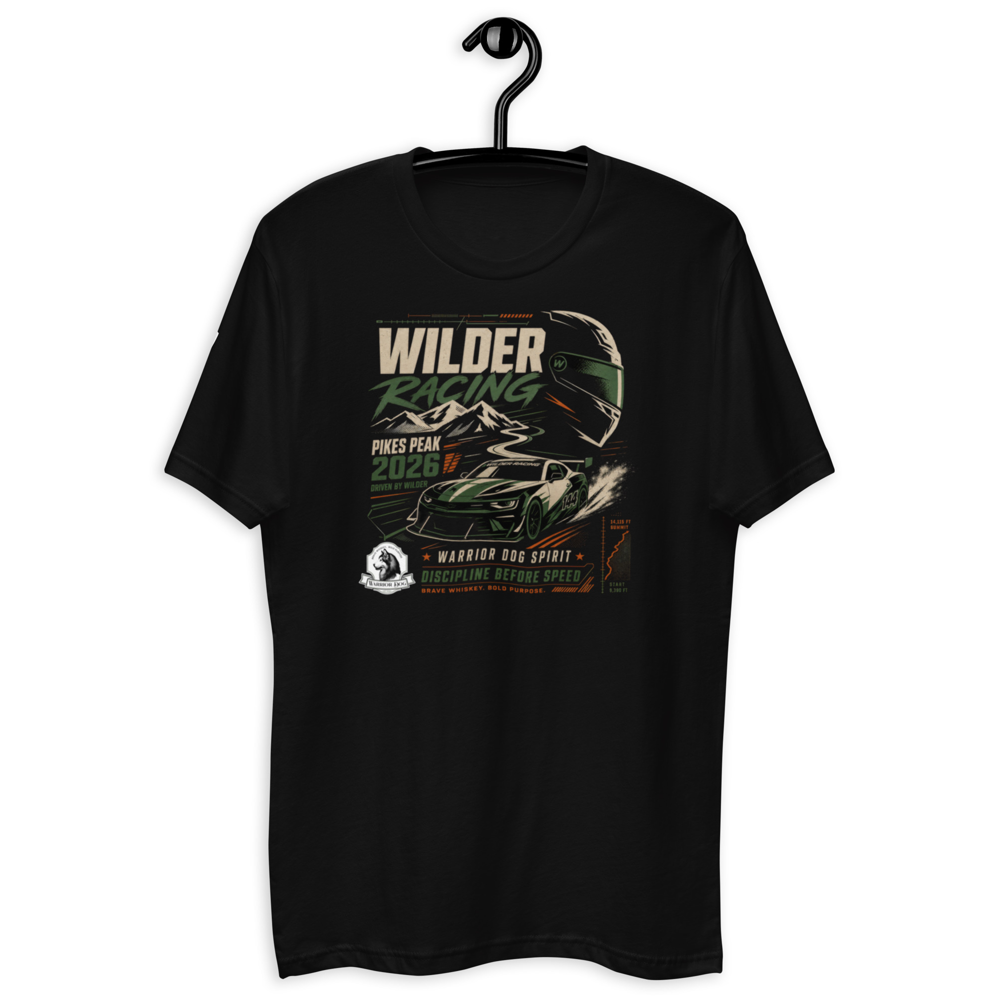 Wilder Racing × Pikes Peak 2026 — Black Fitted Tee - Image 2